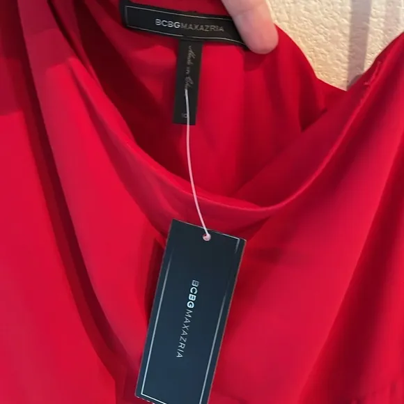 🆕 BCBGMaxAzaria Somara Asymmetrical One Shoulder  Red Cocktail Dress, Size 10