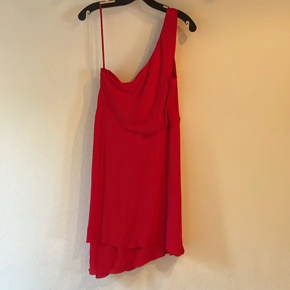 🆕 BCBGMaxAzaria Somara Asymmetrical One Shoulder  Red Cocktail Dress, Size 10
