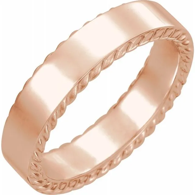 10K Rose 6 mm Rope Pattern Band
