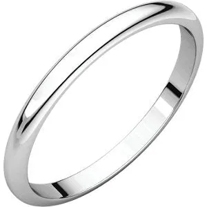 10K White 2 mm Half Round Band Size 9.5
