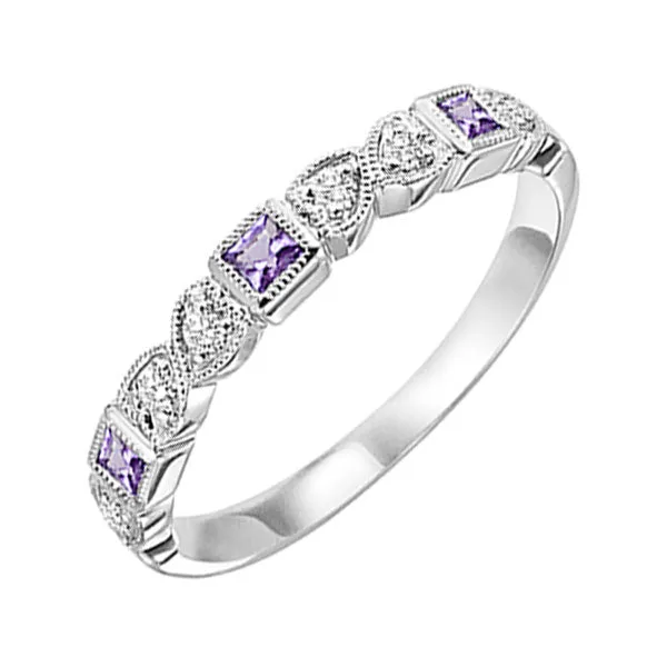 10KT White Gold & Diamond Classic Book Stackable Fashion Ring  - 1/10 ctw