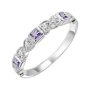 10KT White Gold & Diamond Classic Book Stackable Fashion Ring  - 1/10 ctw