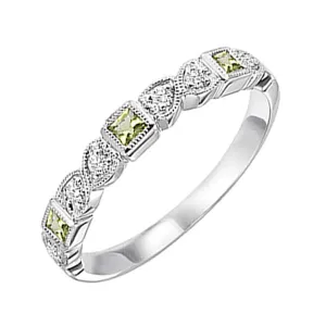 10KT White Gold & Diamond Classic Book Stackable Fashion Ring  - 1/10 ctw