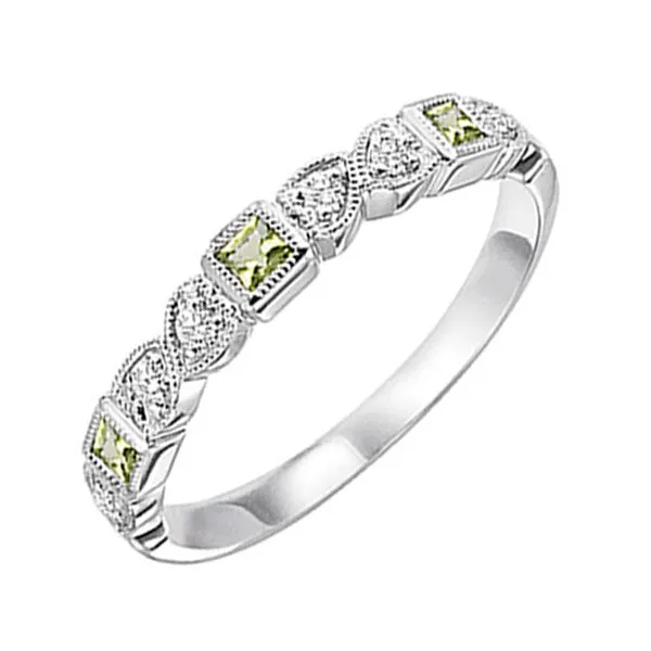 10KT White Gold & Diamond Classic Book Stackable Fashion Ring  - 1/10 ctw