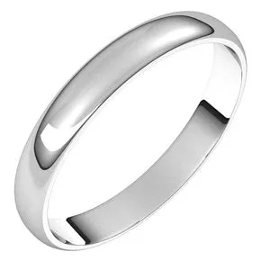 14K White 3 mm Half Round Ultra-Light Band Size 7.5
