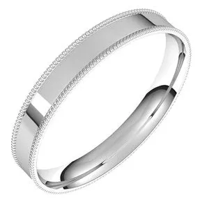 14K White 3 mm Milgrain Flat Comfort Fit Band Size 7.5