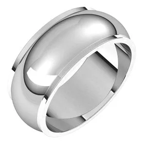 14K White 8 mm Half Round Edge Band Size 10