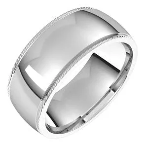 14K White 8 mm Rope Half Round Comfort Fit Band Size 7