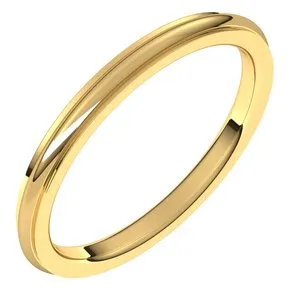 14K Yellow 2 mm Comfort Fit Edge Band Size 7.5