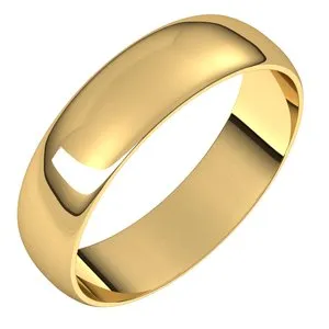 14K Yellow 5 mm Half Round Ultra-Light Band Size 10.5