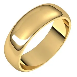 14K Yellow 6 mm Half Round Band Size 6