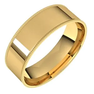 14K Yellow 6 mm Milgrain Flat Comfort Fit Band Size 7