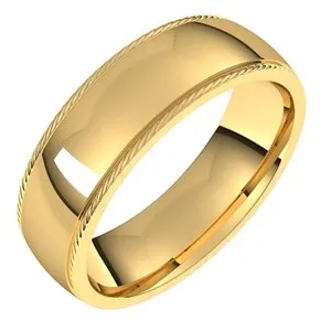 14K Yellow 6 mm Rope Half Round Comfort Fit Band Size 9.5