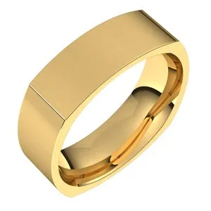 14K Yellow 6 mm Square Comfort Fit Band Size 9.5