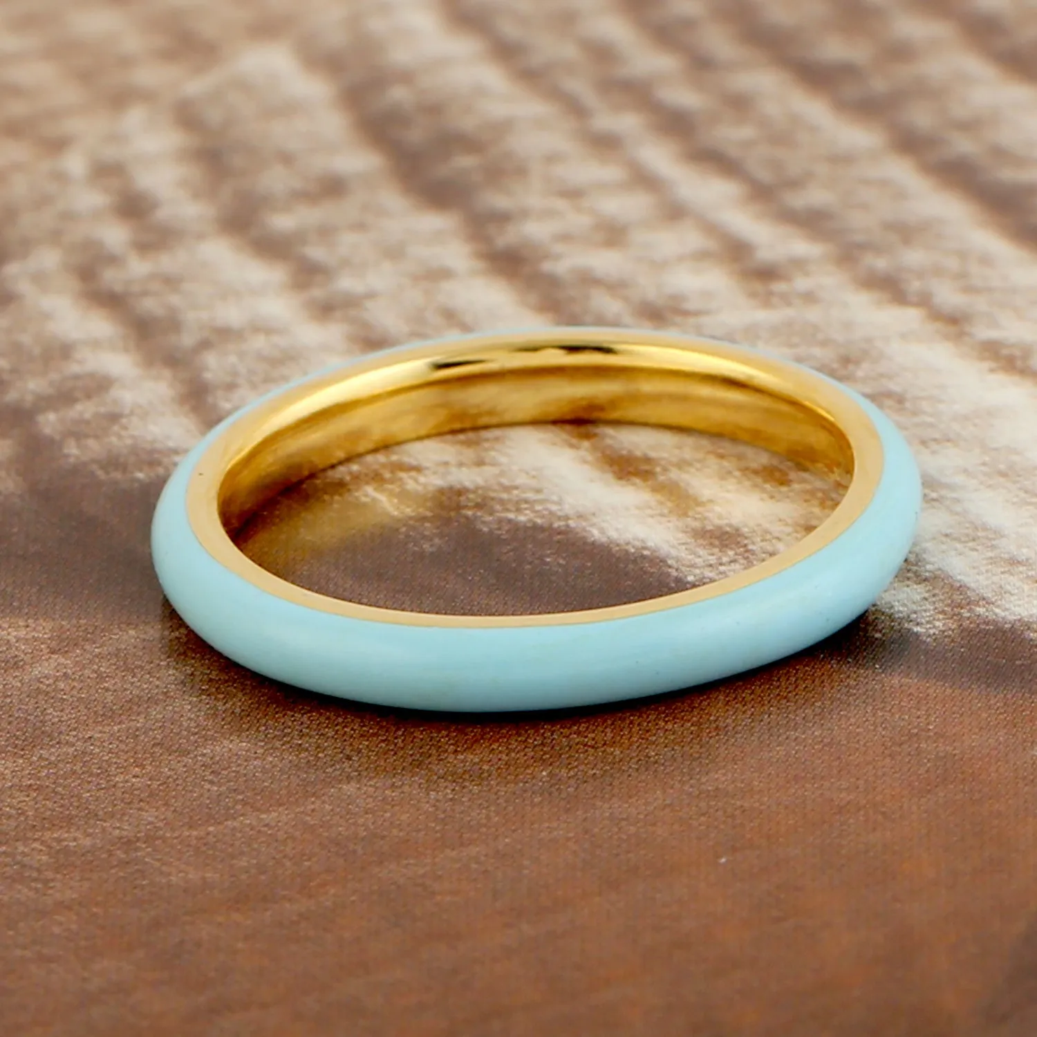 14k Yellow Gold Simple Enamel Band Ring Handmade Jewelry