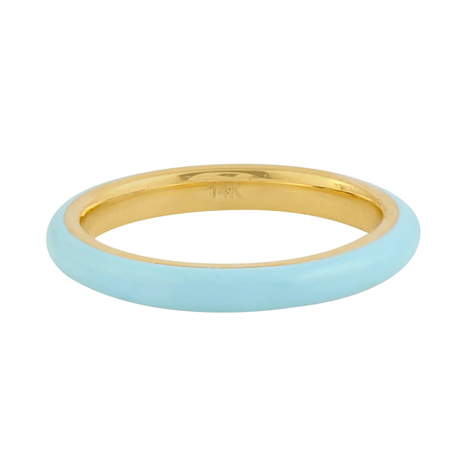 14k Yellow Gold Simple Enamel Band Ring Handmade Jewelry