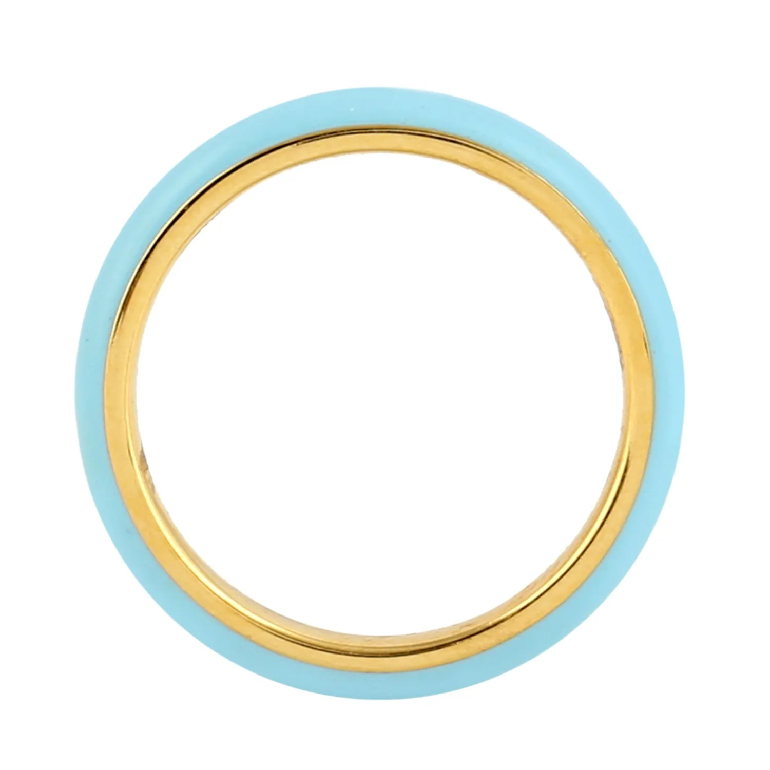 14k Yellow Gold Simple Enamel Band Ring Handmade Jewelry
