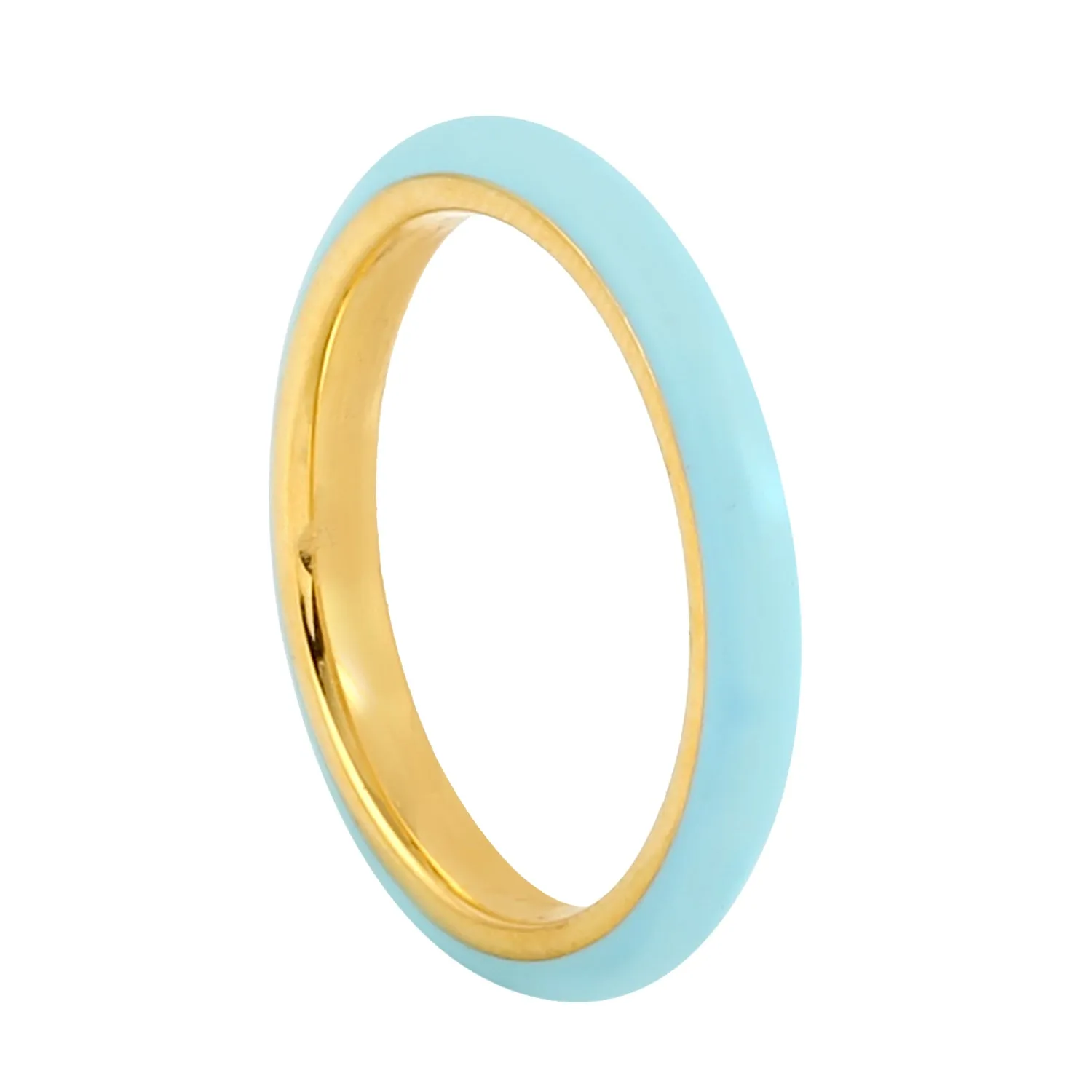 14k Yellow Gold Simple Enamel Band Ring Handmade Jewelry