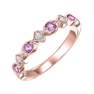 14KT Pink Gold & Diamond Classic Book Stackable Fashion Ring  - 1/10 ctw