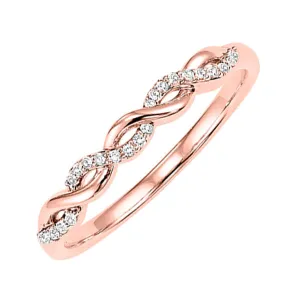 14KT Pink Gold & Diamond Classic Book Stackable Fashion Ring  - 1/10 ctw