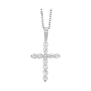 14KT White Gold & Diamond Classic Book Cross Pendants Neckwear Pendant  - 1/4 ctw