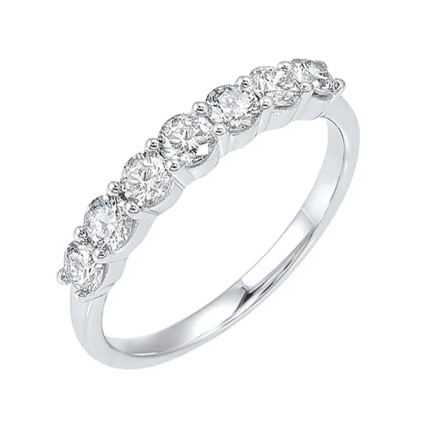 14KT White Gold & Diamond Classic Book Shared Prong Fashion Ring   - 3/4 ctw
