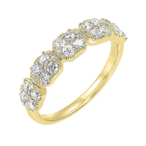 14KT Yellow Gold & Diamond Classic Book 5 Station Fashion Ring  - 3/4 ctw