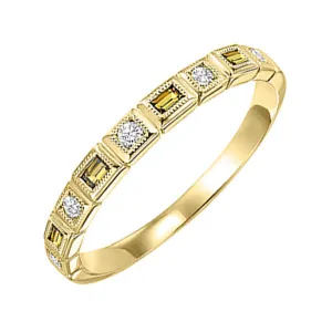 14KT Yellow Gold & Diamond Classic Book Stackable Fashion Ring  - 1/10 ctw