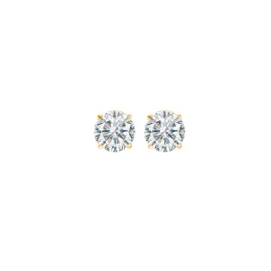 14KT Yellow Gold & Diamond Round Stud Earrings  - 1/4 ctw