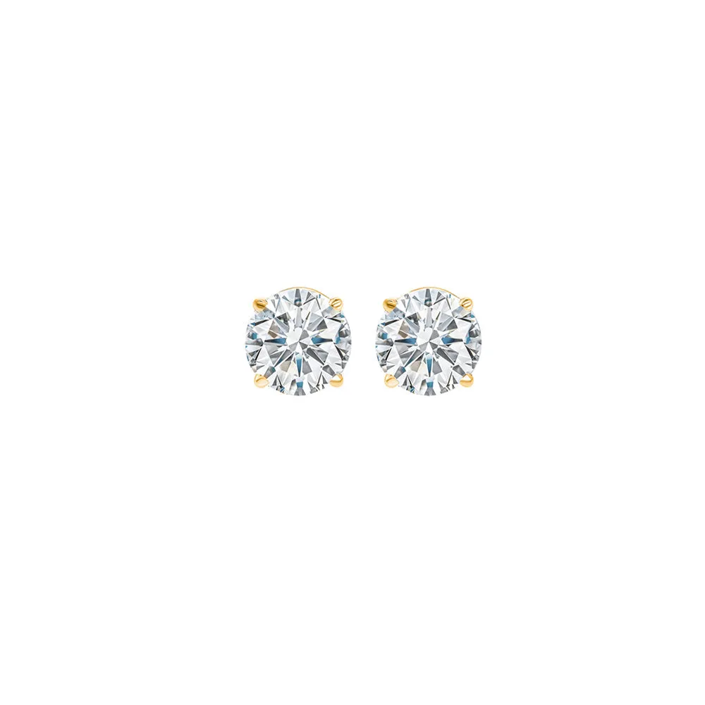14KT Yellow Gold & Diamond Round Stud Earrings  - 1/4 ctw