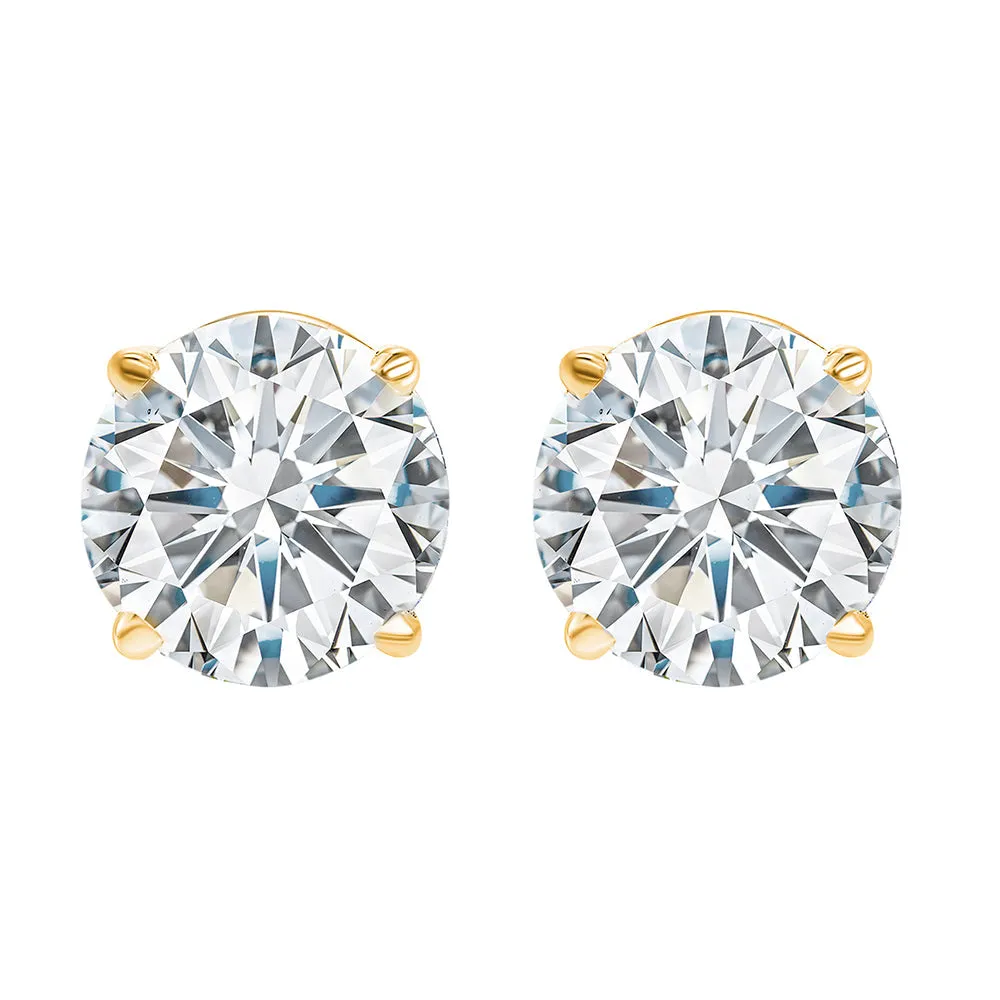 14KT Yellow Gold & Diamond Round Stud Earrings  - 2 ctw