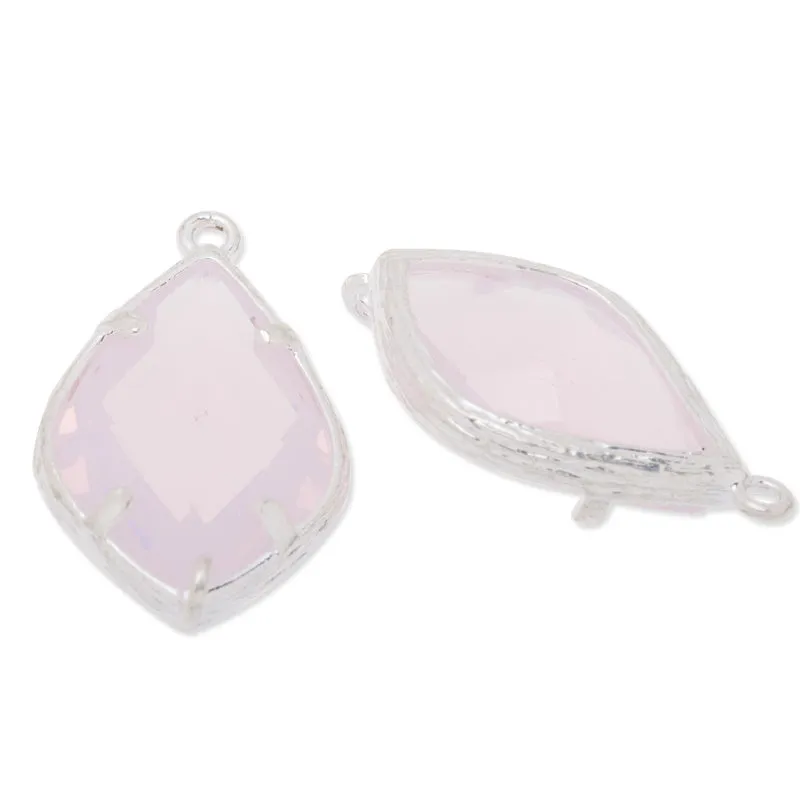 14x24mm framed glass,metal framed glass,Faceted glass,rose water opal,connectors,gemstone bezel,Sold 5pcs/lot