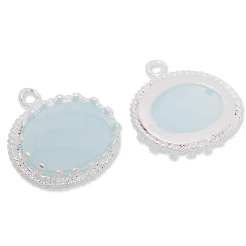 15.5x16.5mm framed glass,metal framed glass,Faceted glass,pacific opal,connectors,gemstone bezel,Sold 5pcs/lot