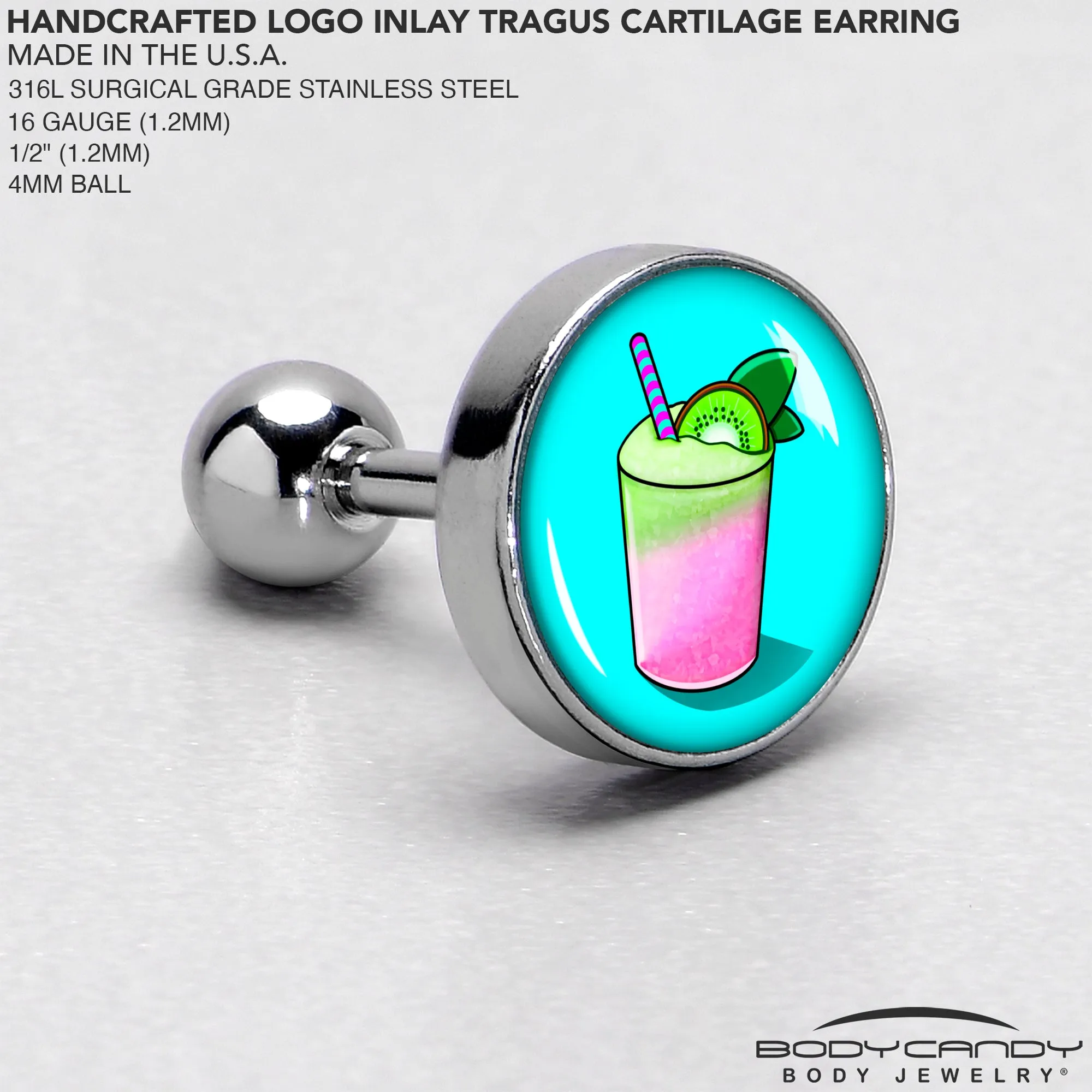 16 Gauge 1/4 Summer Drink Cartilage Tragus Earring