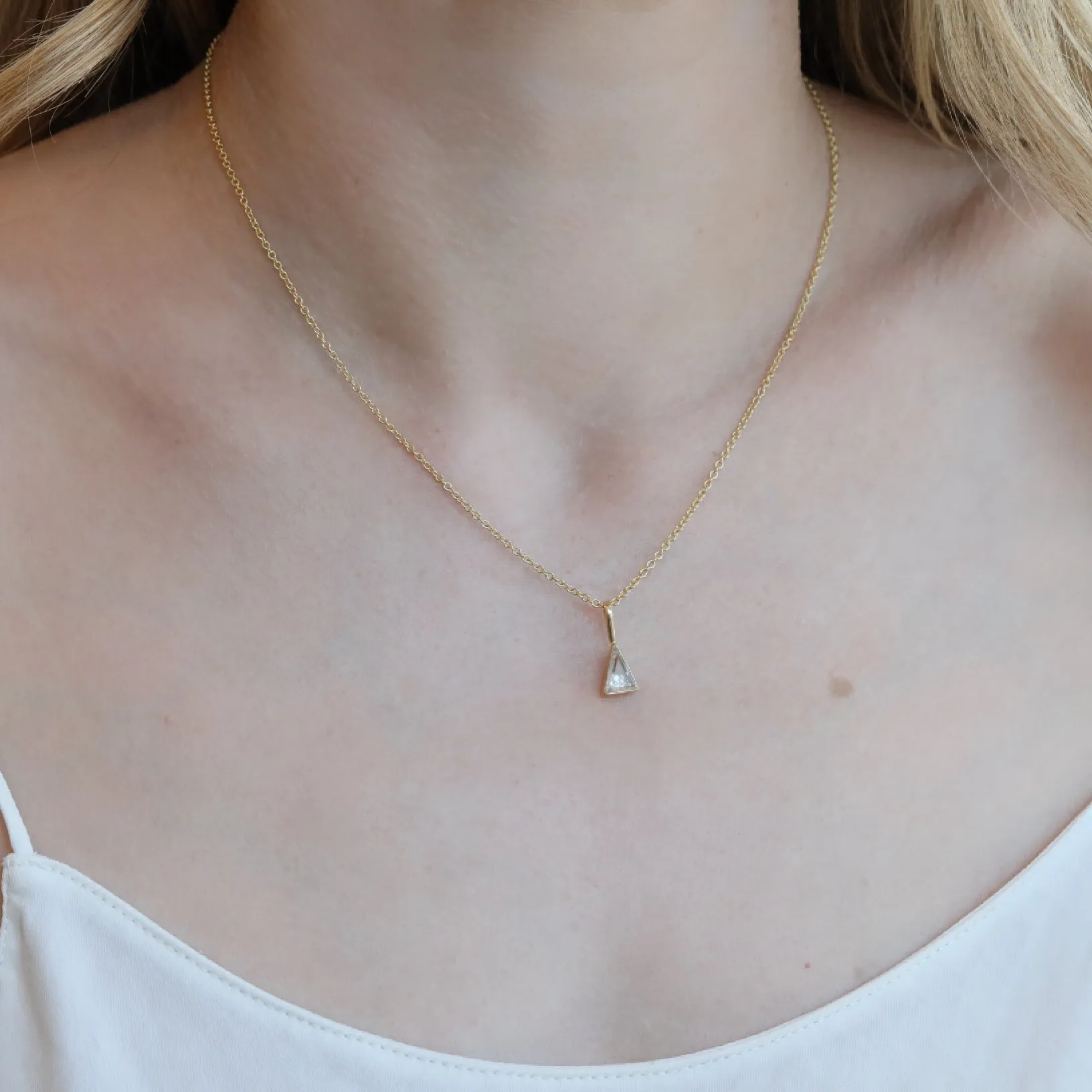 18K Gold Triangle Shaped "Ah" Diamond "Shake" Charm