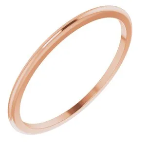 18K Rose 1 mm Half Round Band Size 6