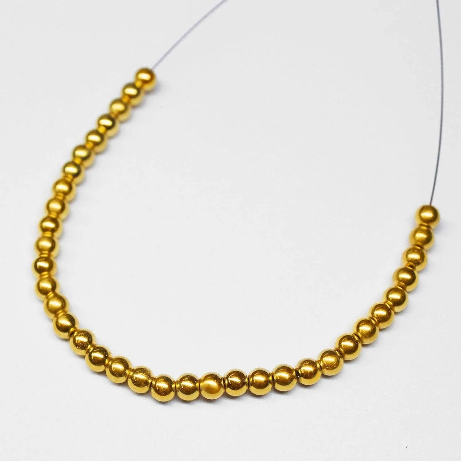18k Solid Yellow Gold Handmade Tribal Round Sphere Spacer Beads Strand 4mm 20pc