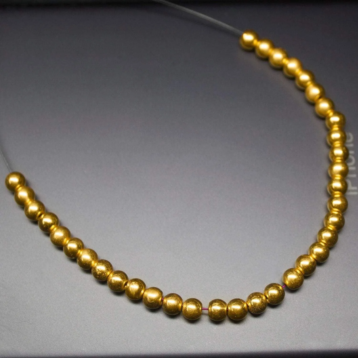 18k Solid Yellow Gold Handmade Tribal Round Sphere Spacer Beads Strand 4mm 20pc