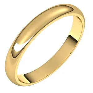 18K Yellow 3 mm Half Round Band Size 6