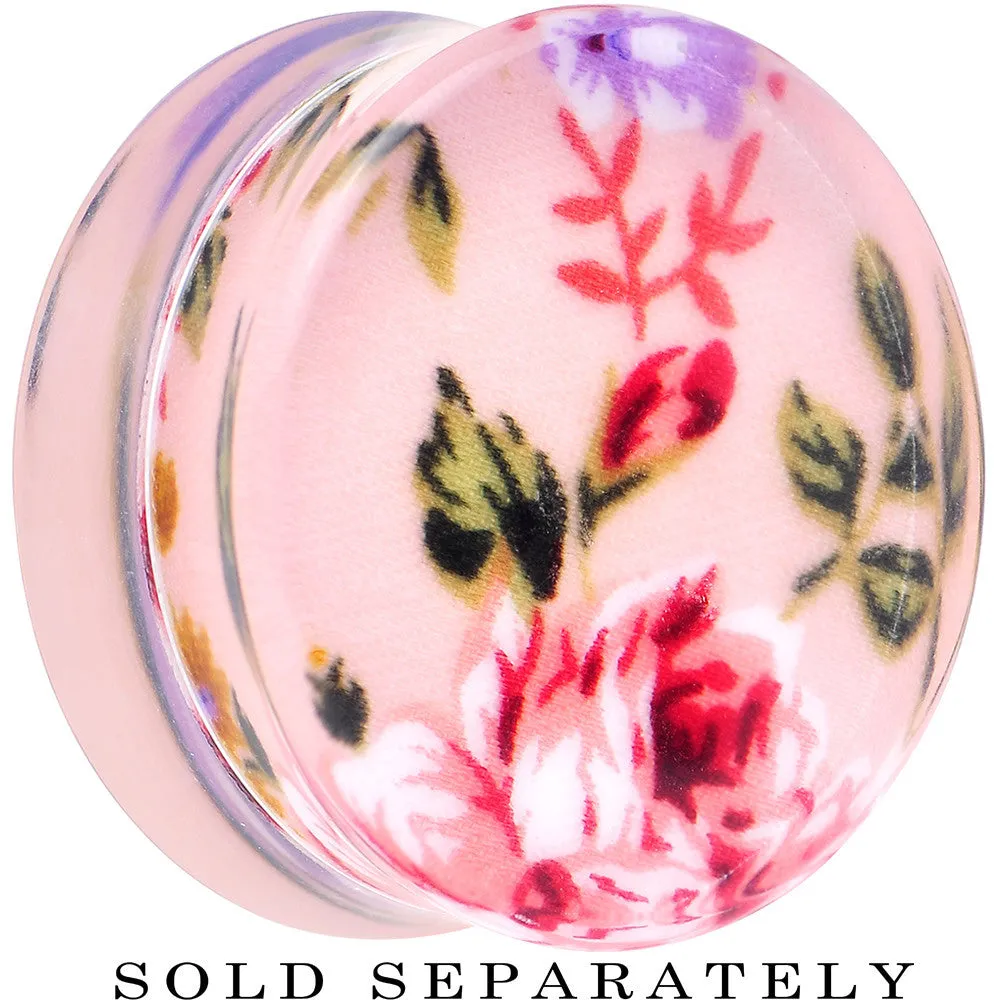 26mm Acrylic Pink Grandma's Wallpaper Flowered Saddle Plug