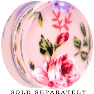 26mm Acrylic Pink Grandma's Wallpaper Flowered Saddle Plug