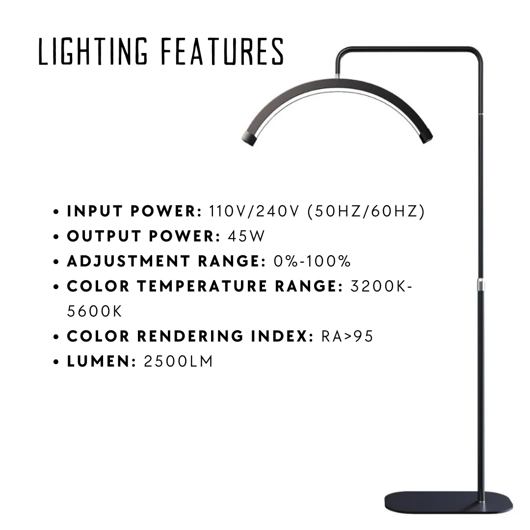 28" Lash LED Half Moon LED Ring Light / Lash Light with Phone Holder