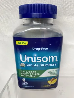 (3pk) UNISOM Simple Slumbers Dietary Supplement 120 Gummies Golden HoneyLemon