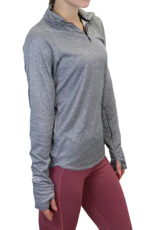 4205 - "Fold Over Cuff" 1/4 Zip Pullover/ Heather Grey - FINAL SALE