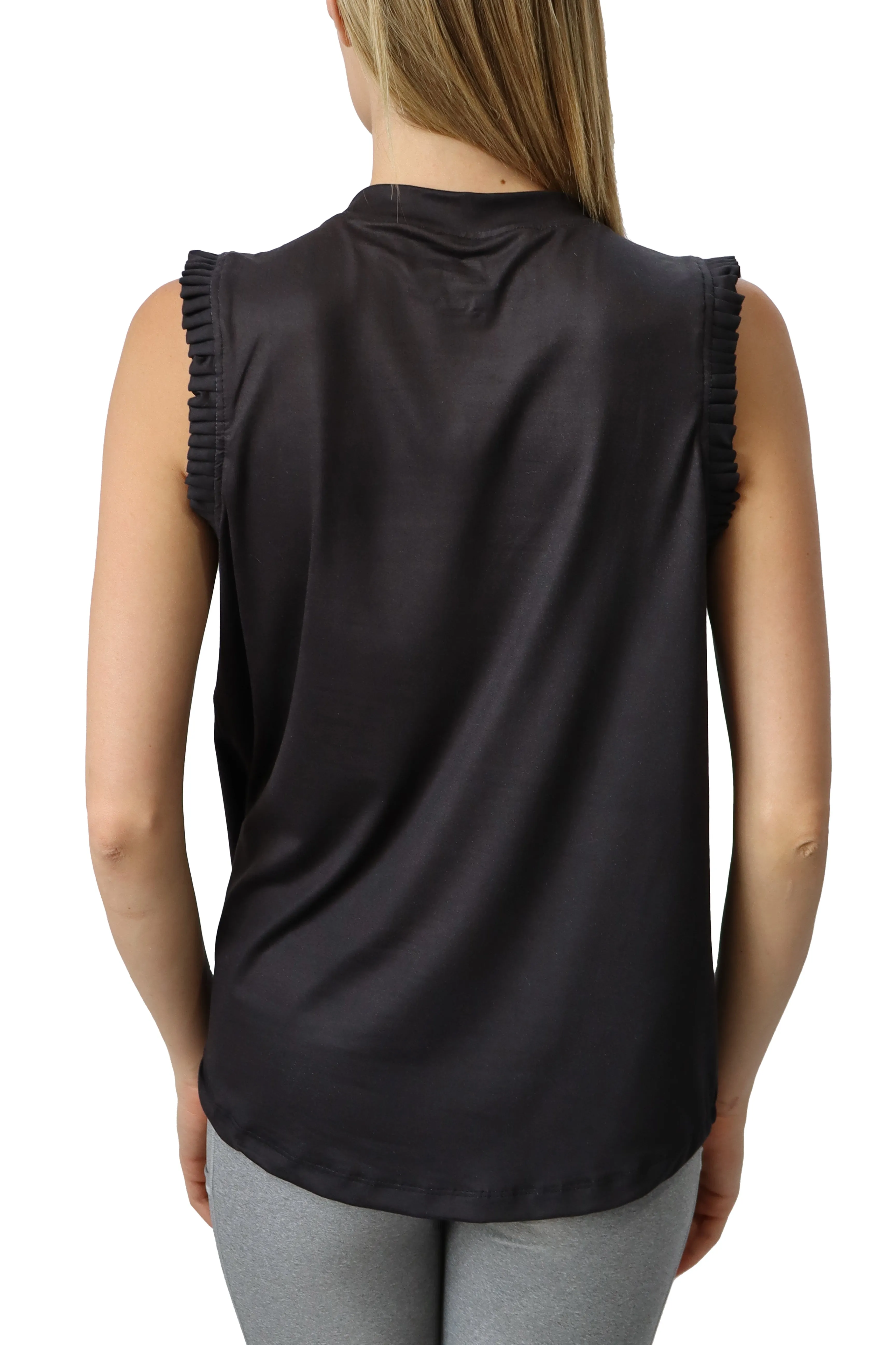 5221 - Seneca Valley Ladies Ruffle Neck Tank Top / Black