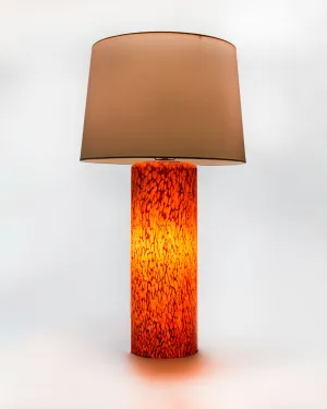 6" Cylinder Glass Lamp Base with Fabric Shade