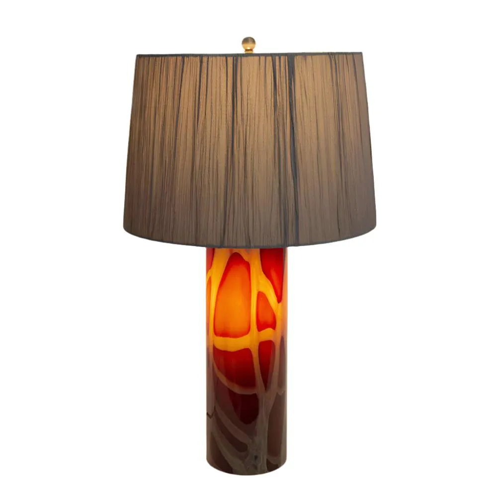 6" Cylinder Glass Lamp Base with Fabric Shade