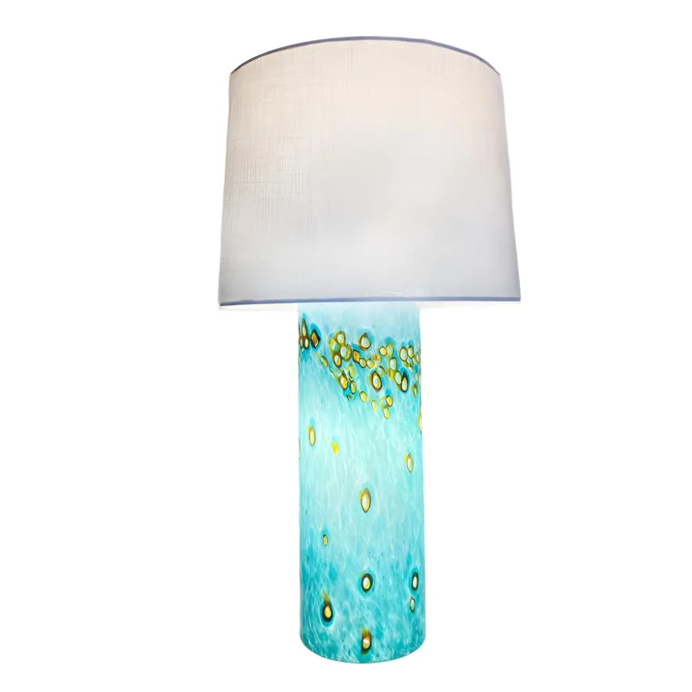 6" Cylinder Glass Lamp Base with Fabric Shade