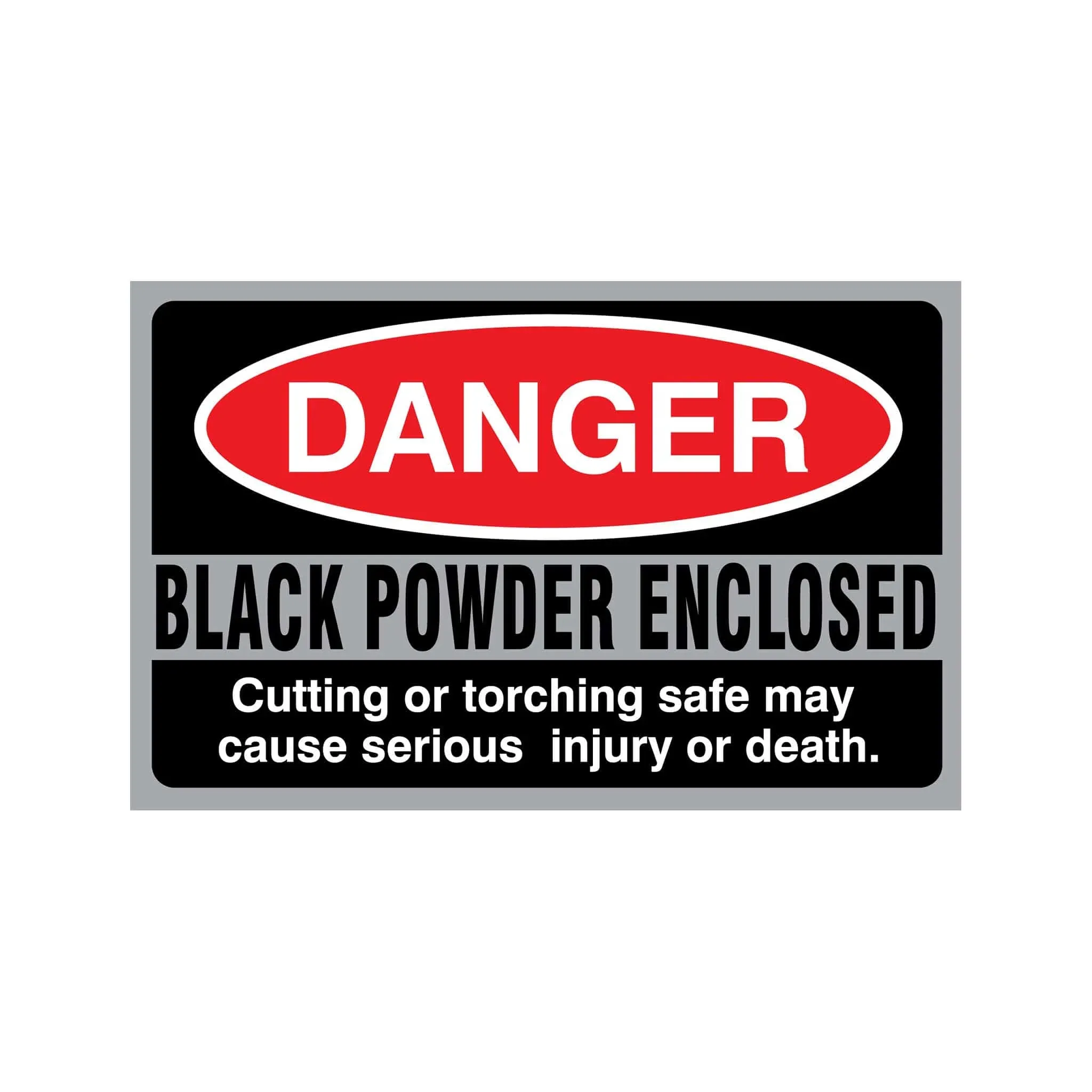 Accessory - Security - Sticker - Danger Black Powder Enclosed - Single