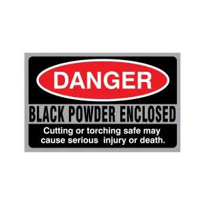 Accessory - Security - Sticker - Danger Black Powder Enclosed - Single